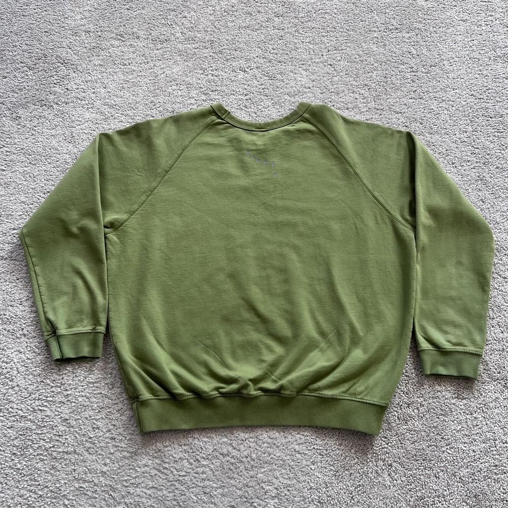Clare V Tiger Graphic Sweatshirt Womens XL Green Terry Raglan Crewneck Pullover - Picture 2 of 15